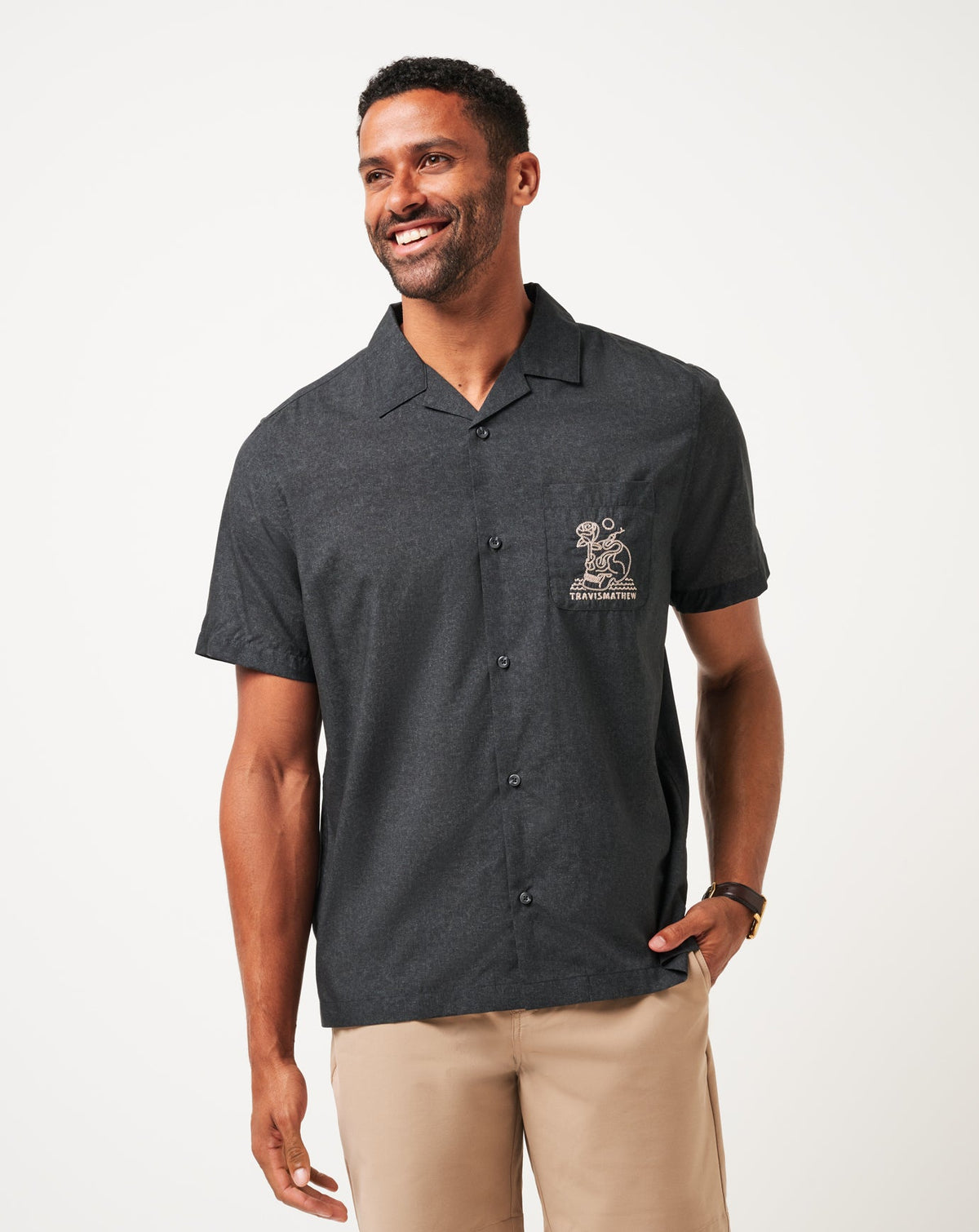 Lost Cave Button-Up Heather Black | Travis Mathew