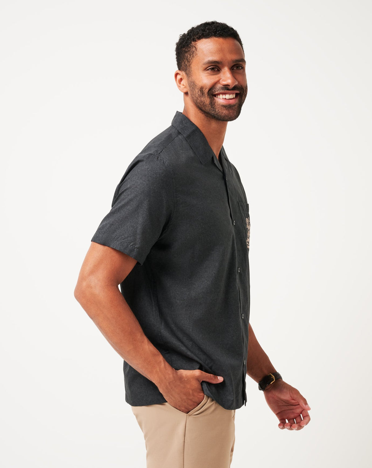 Lost Cave Button-Up Heather Black | Travis Mathew