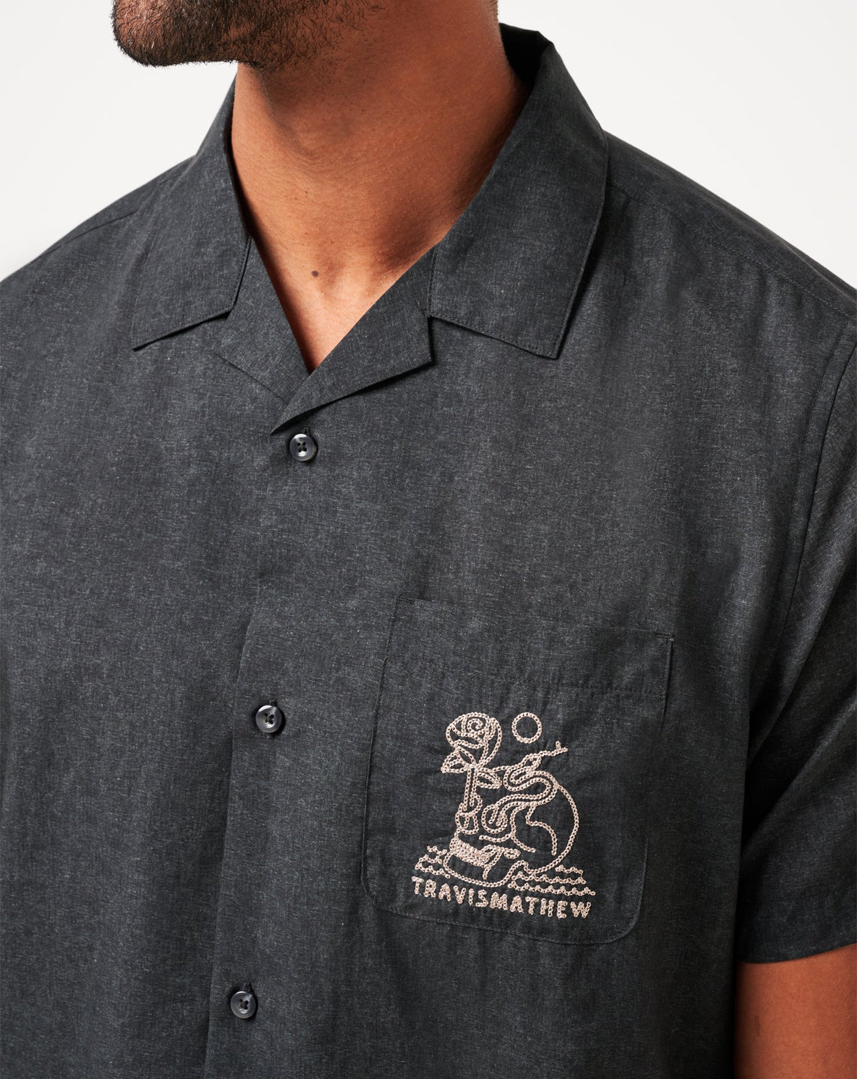 Lost Cave Button-Up Heather Black | Travis Mathew