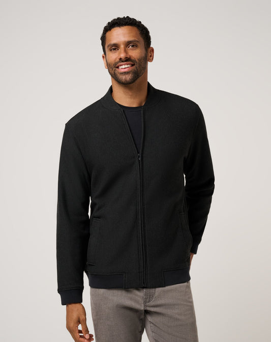 TM Social Club Bomber Heather Black | Travis Mathew