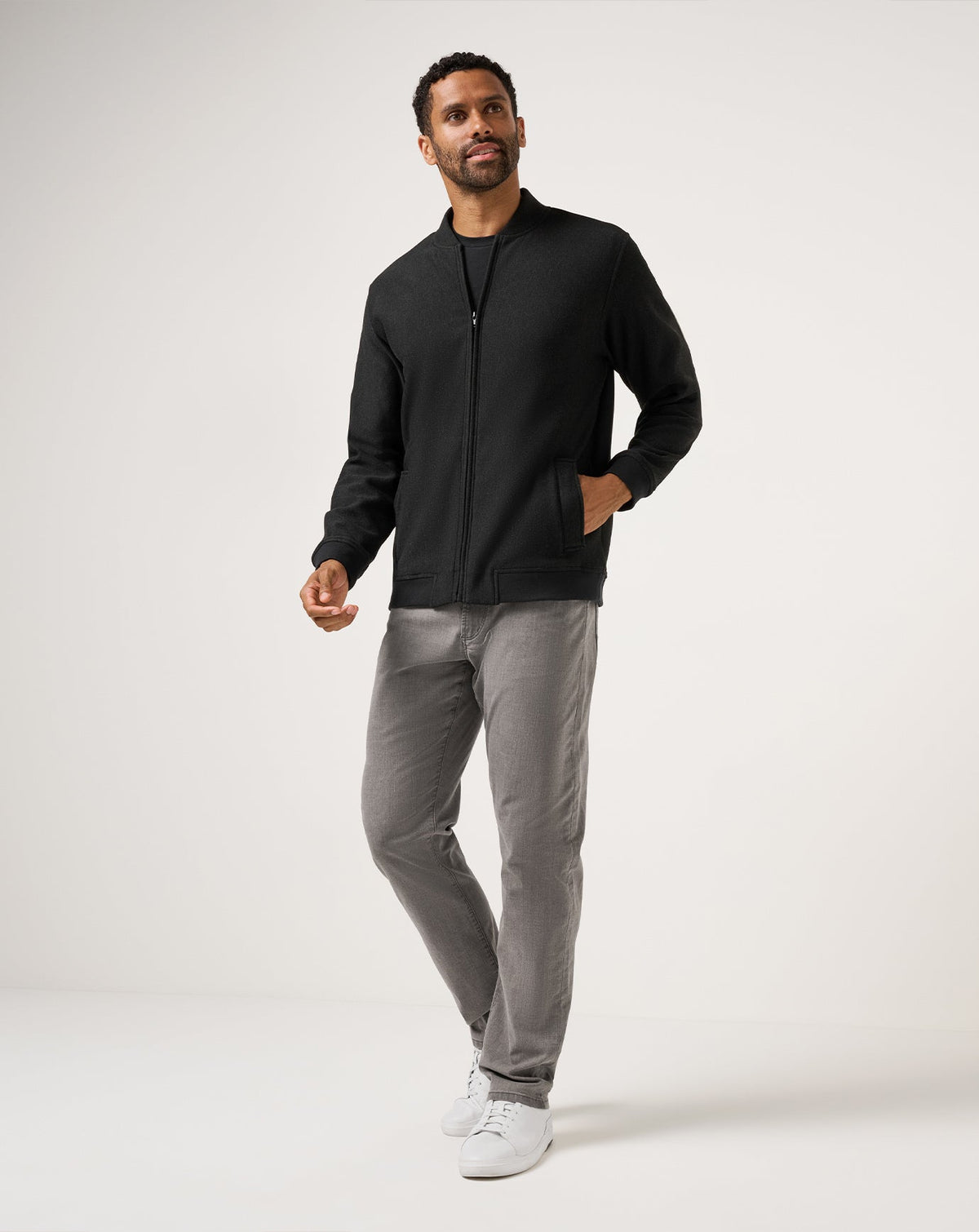 TM Social Club Bomber Heather Black | Travis Mathew