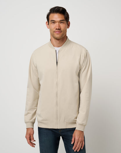 Stretchknit Bomber Jacket Italian Sand | Travis Mathew
