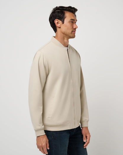 Stretchknit Bomber Jacket Italian Sand | Travis Mathew