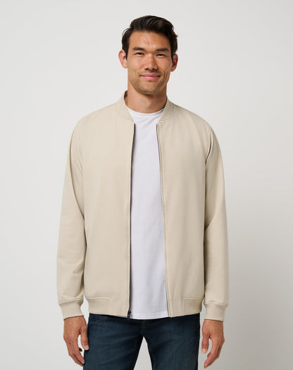 Stretchknit Bomber Jacket Italian Sand | Travis Mathew