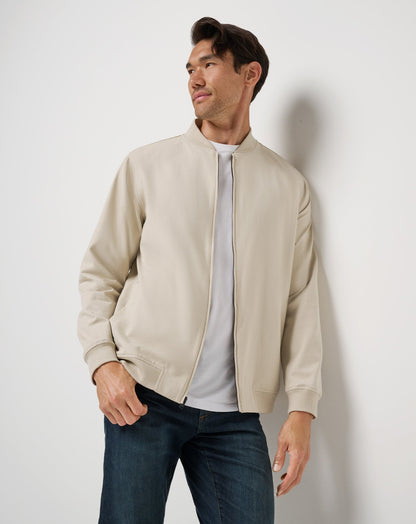 Stretchknit Bomber Jacket Italian Sand | Travis Mathew
