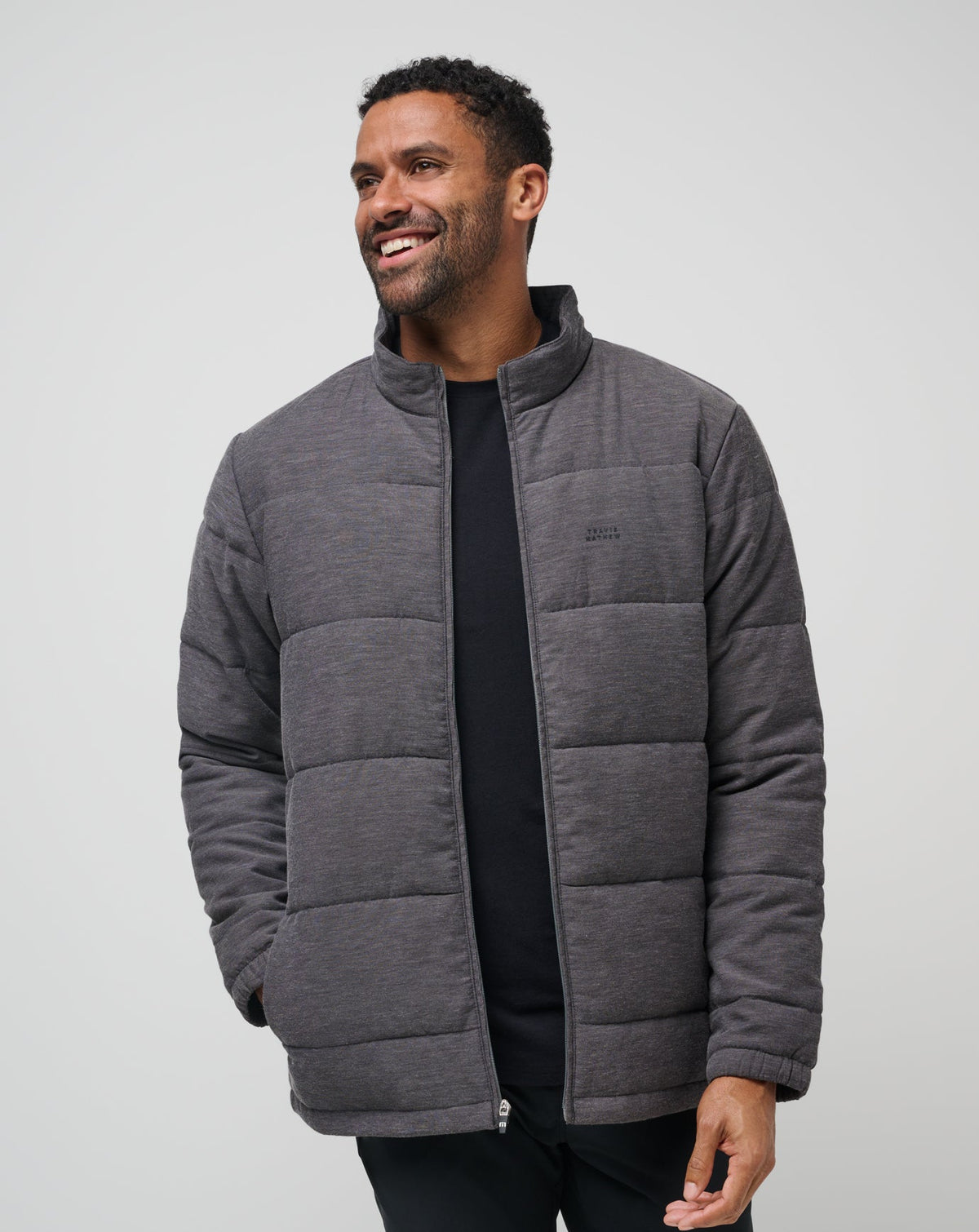 Climate Drop Jacket Heather Black | Travis Mathew