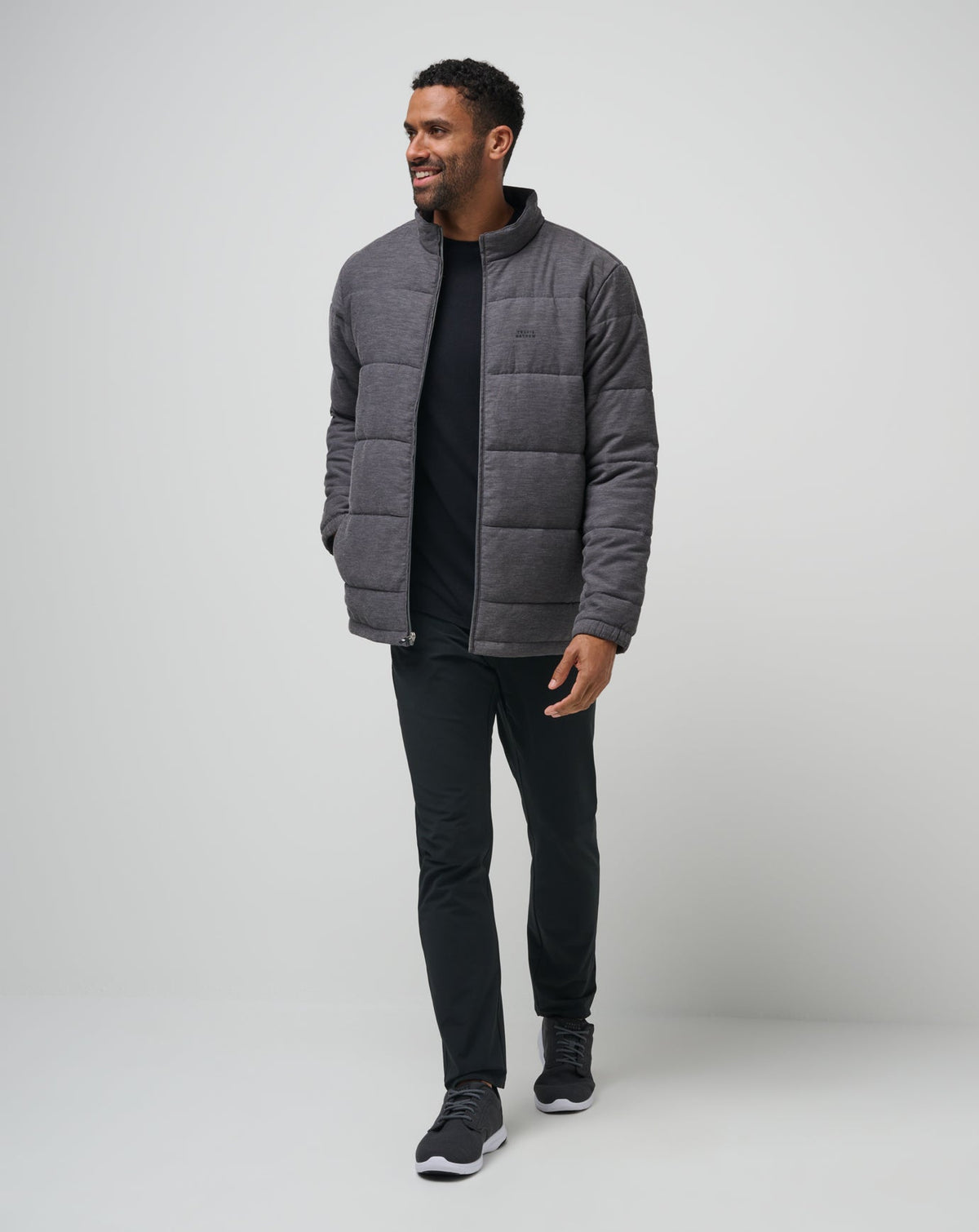 Climate Drop Jacket Heather Black | Travis Mathew