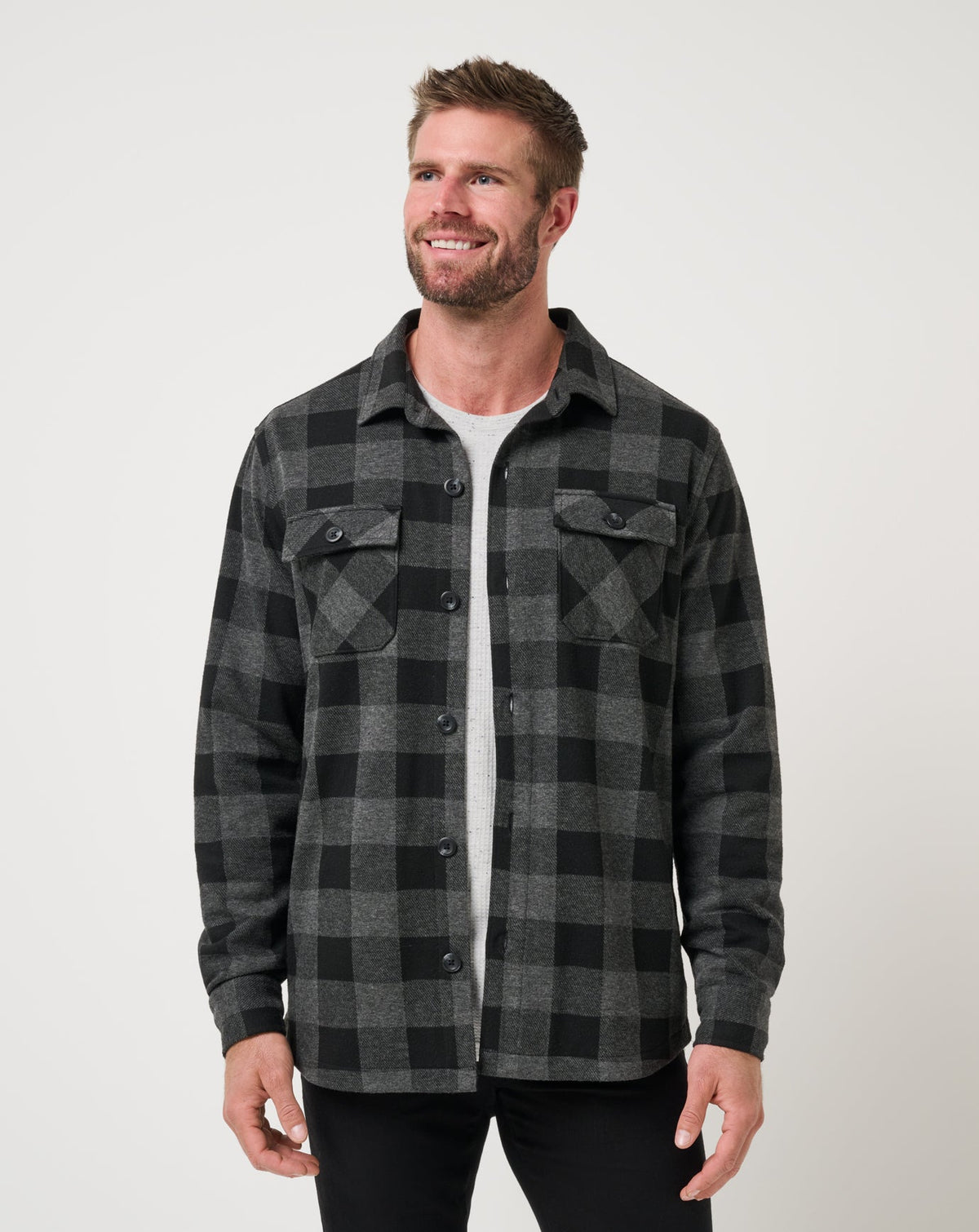 Return Flight Shirt Jacket Black/Grey | Travis Mathew
