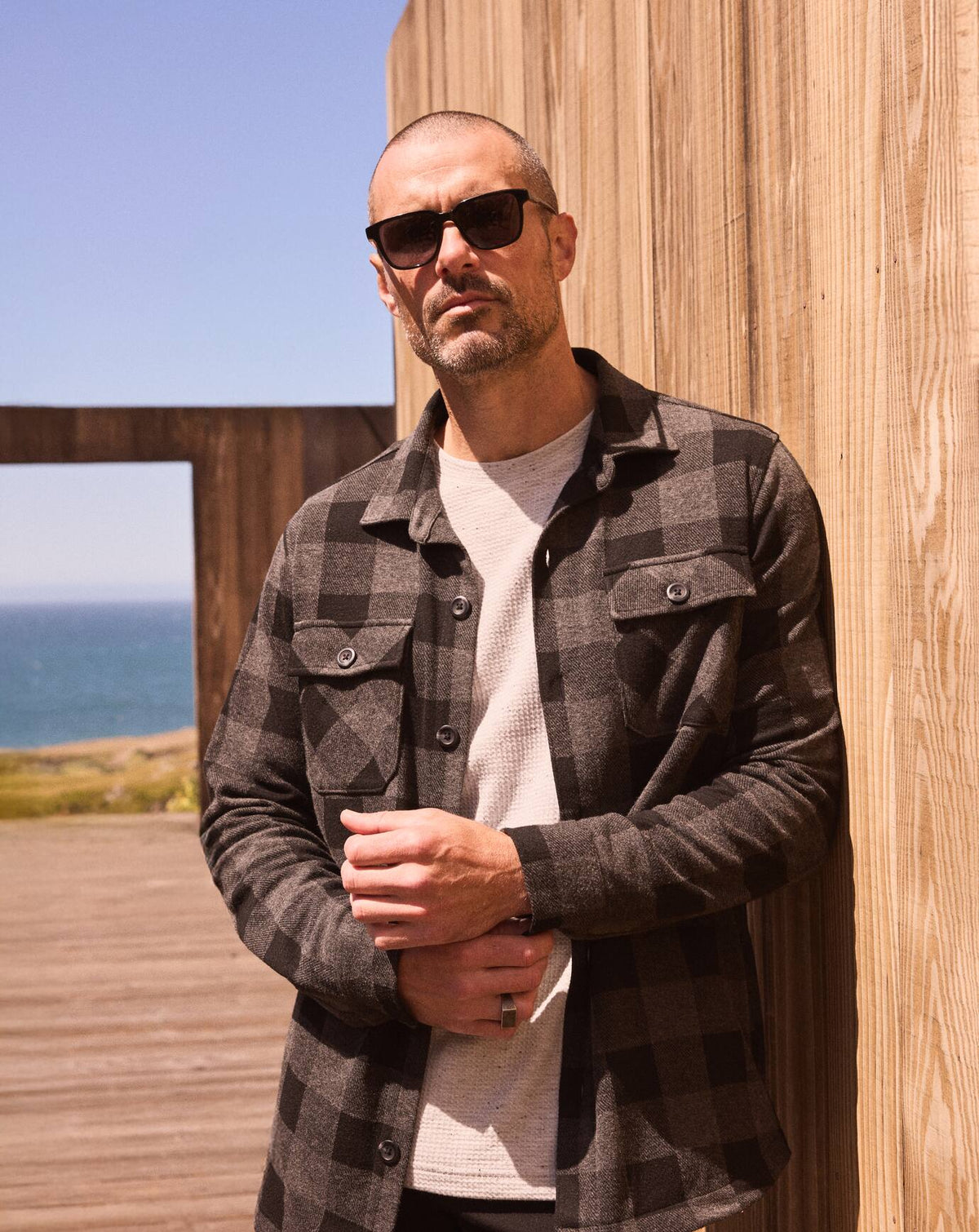 Return Flight Shirt Jacket Black/Grey | Travis Mathew