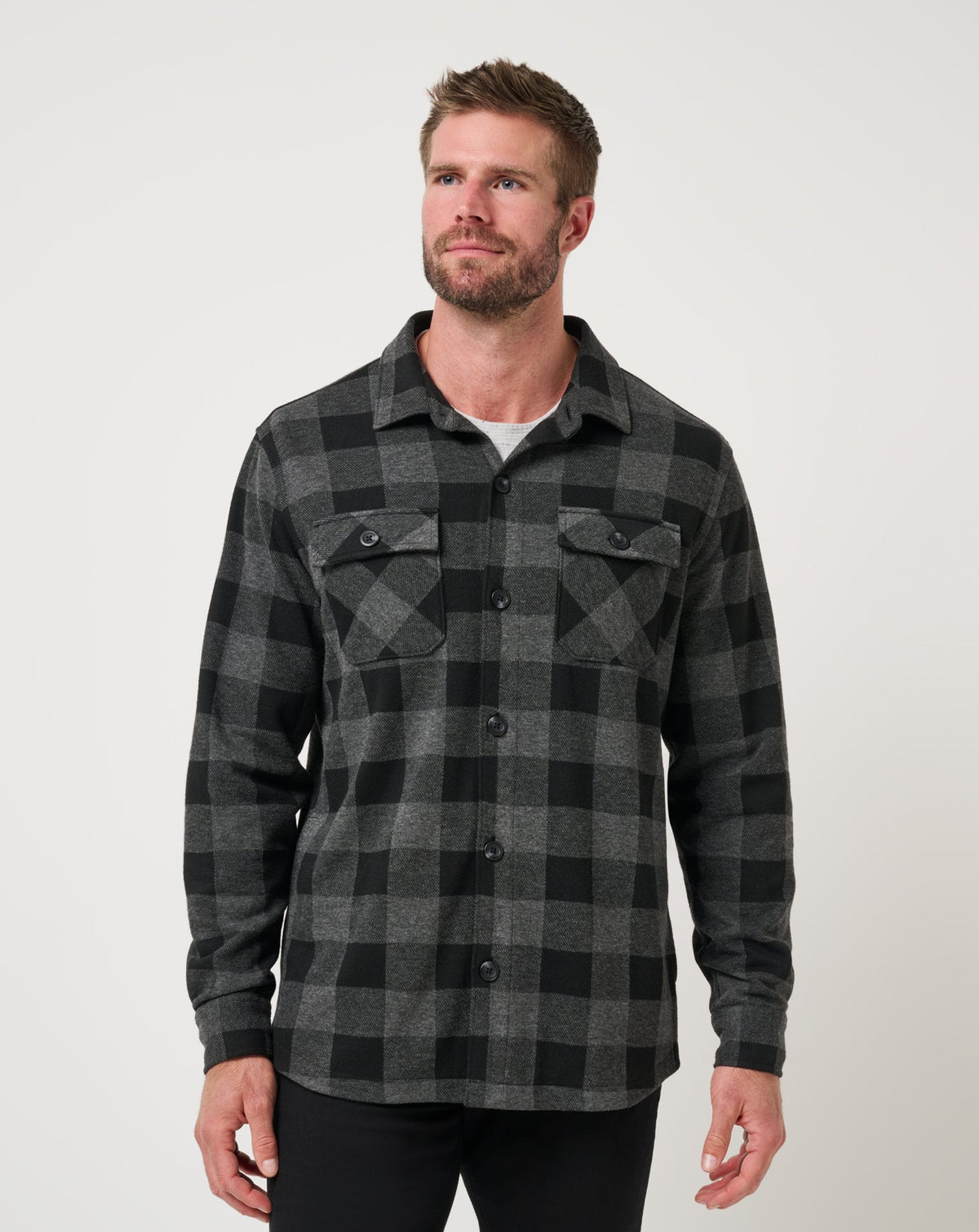 Return Flight Shirt Jacket Black/Grey | Travis Mathew