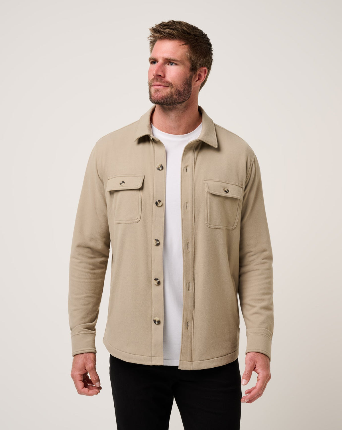 Peak Fleece Shirt Jacket Weathered Teak | Travis Mathew