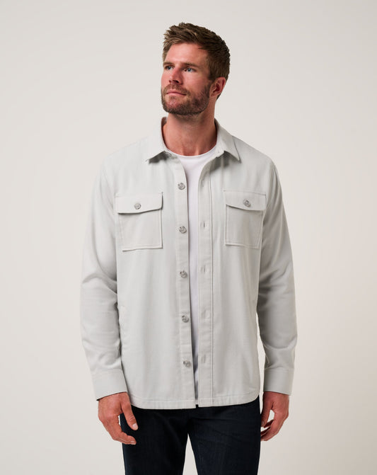 Wanna Bet Shirt Jacket Heather Light Grey | Travis Mathew