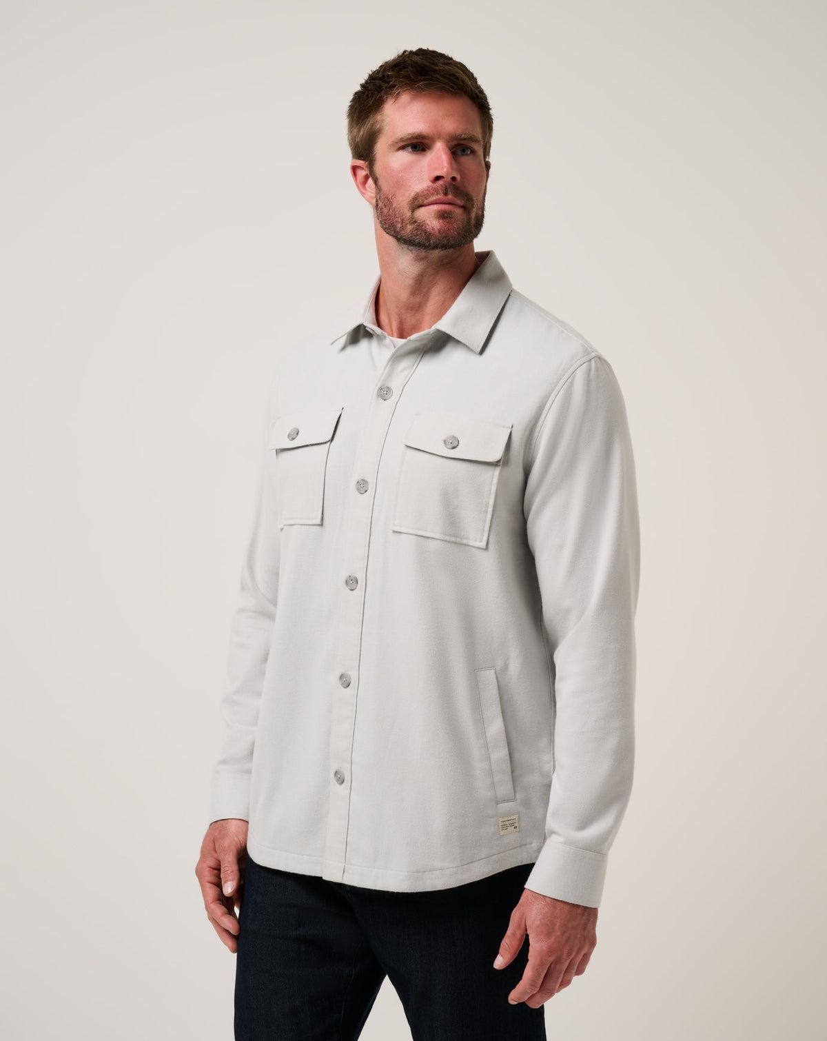 Wanna Bet Shirt Jacket Heather Light Grey | Travis Mathew