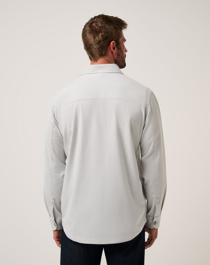 Wanna Bet Shirt Jacket Heather Light Grey | Travis Mathew