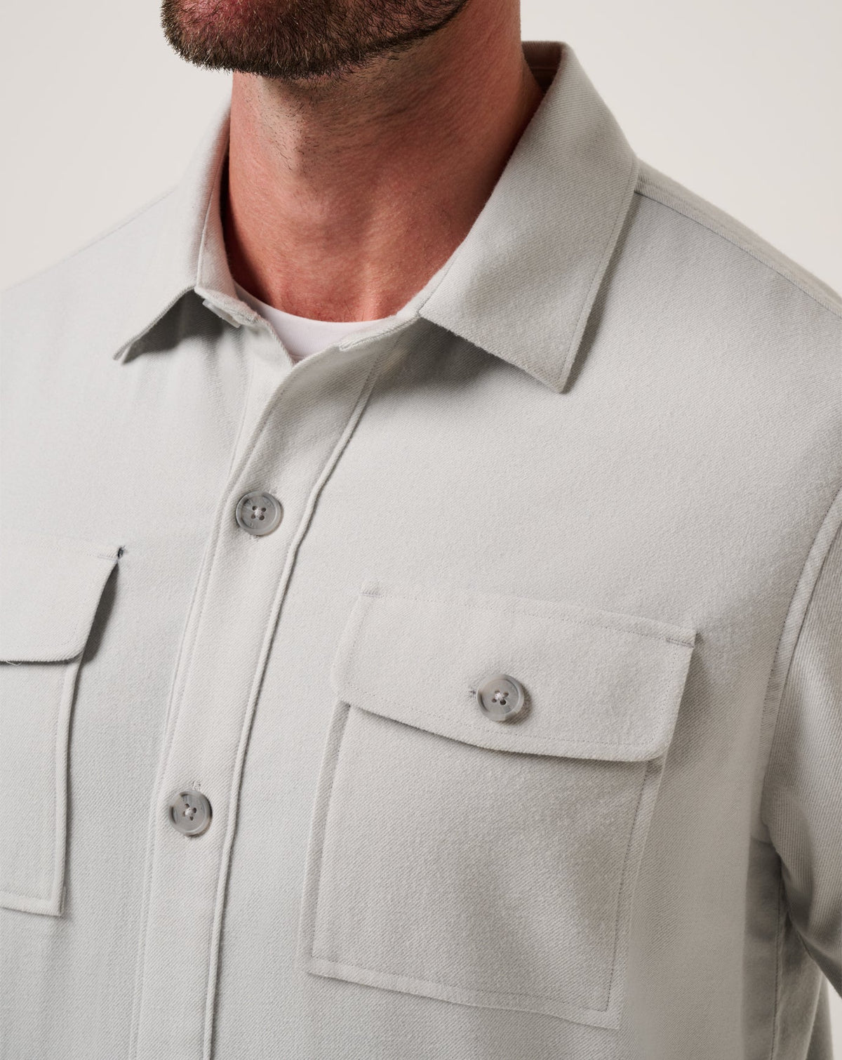 Wanna Bet Shirt Jacket Heather Light Grey | Travis Mathew