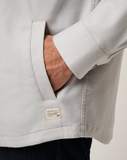 Wanna Bet Shirt Jacket Heather Light Grey | Travis Mathew