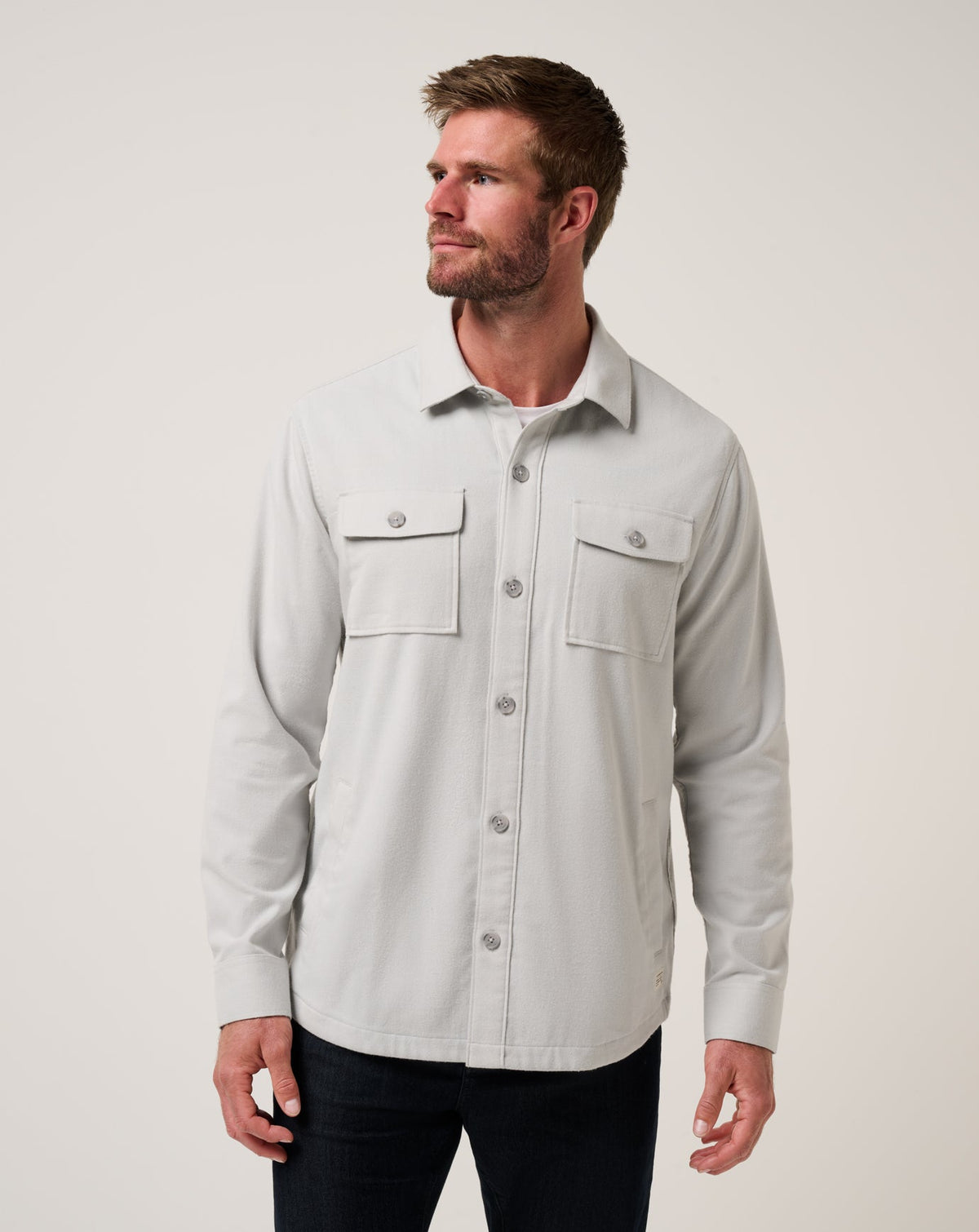Wanna Bet Shirt Jacket Heather Light Grey | Travis Mathew