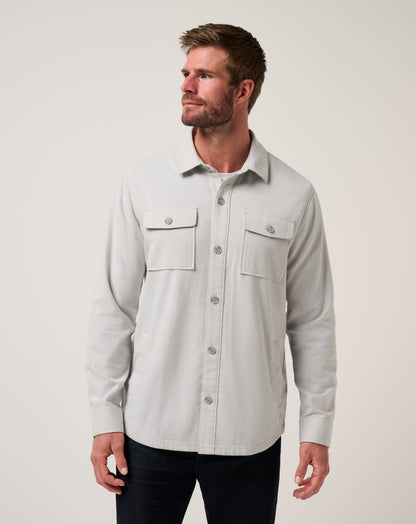 Wanna Bet Shirt Jacket Heather Light Grey | Travis Mathew