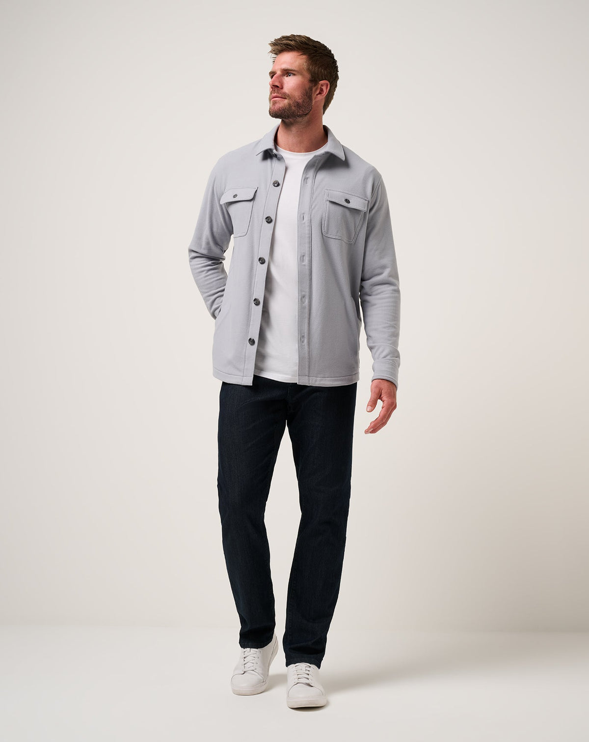 Peak Fleece Shirt Jacket Sleet | Travis Mathew
