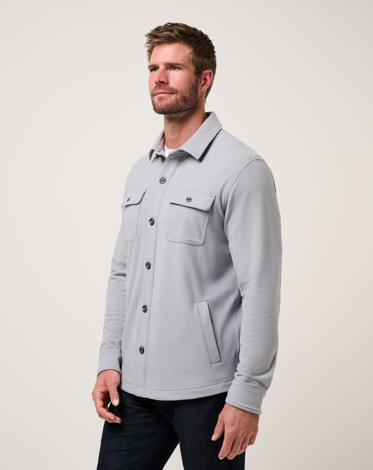 Peak Fleece Shirt Jacket Sleet | Travis Mathew