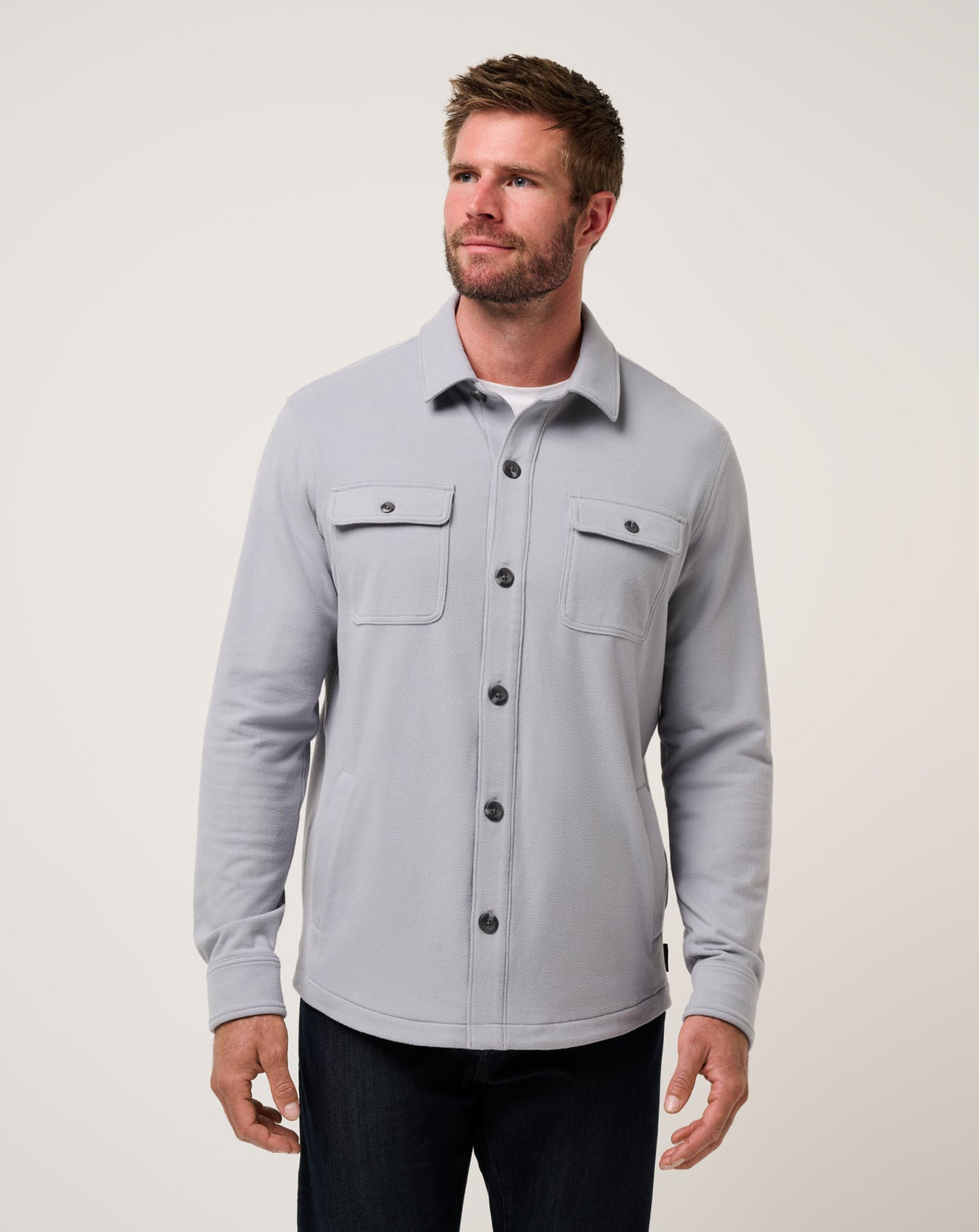 Peak Fleece Shirt Jacket Sleet | Travis Mathew