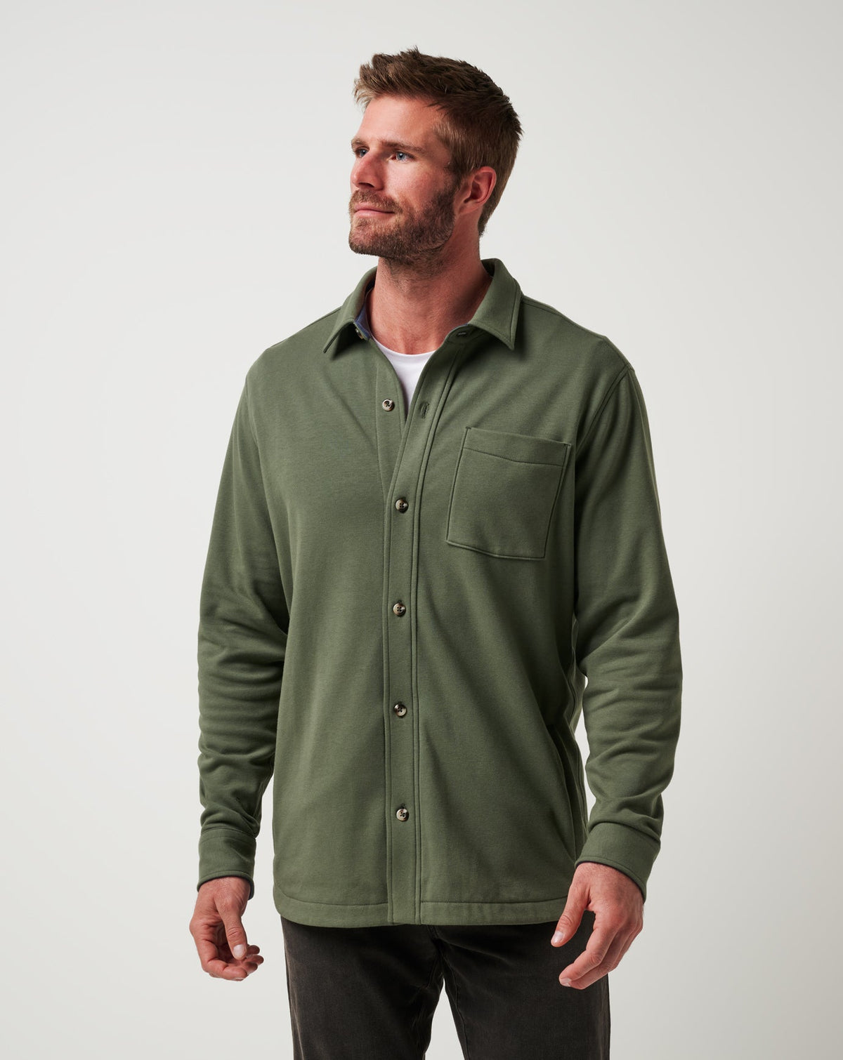 Cloud Shirt Jacket Dark Olive | Travis Mathew