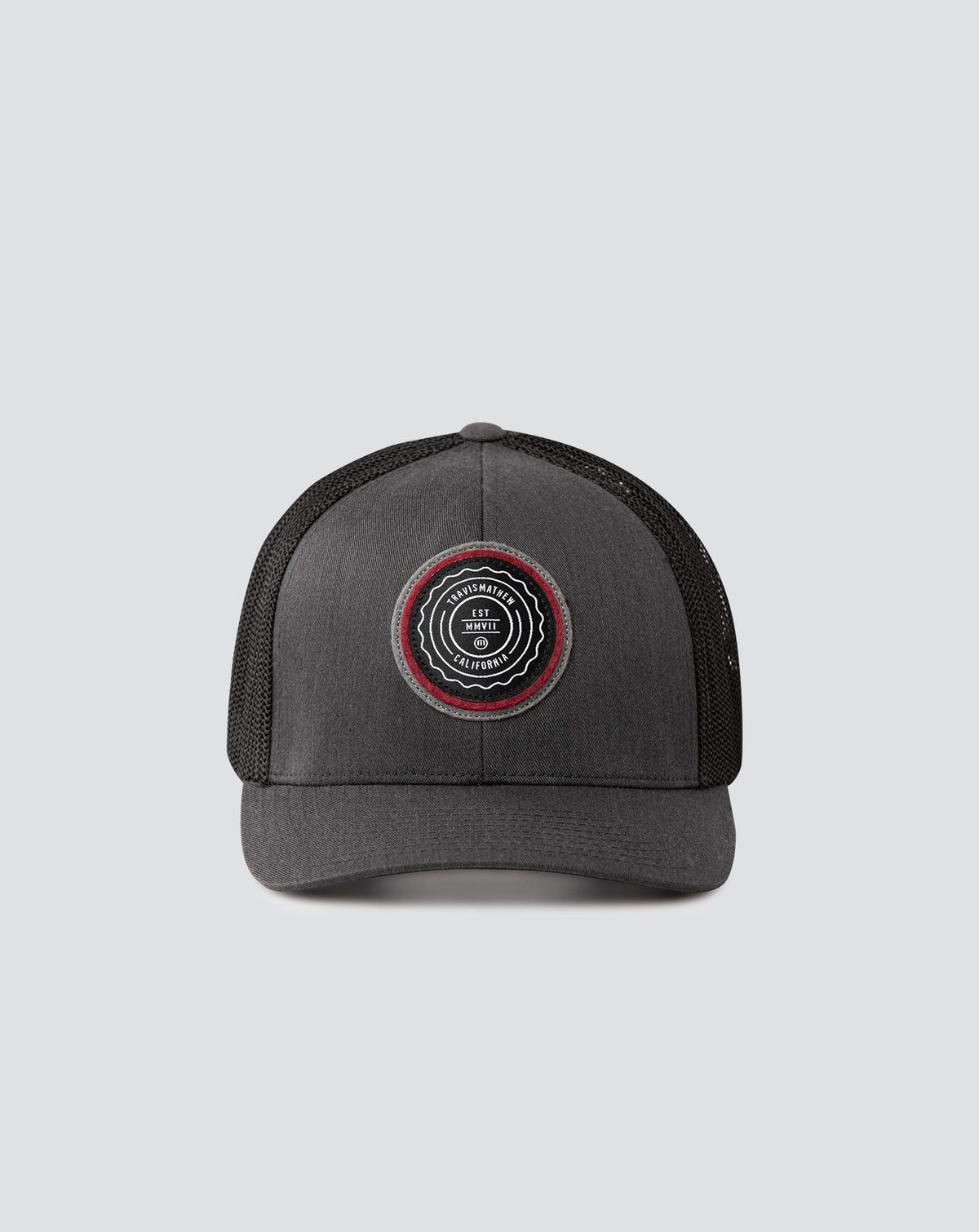 The Patch Snapback Hat Heather Grey Pinstripe | Travis Mathew