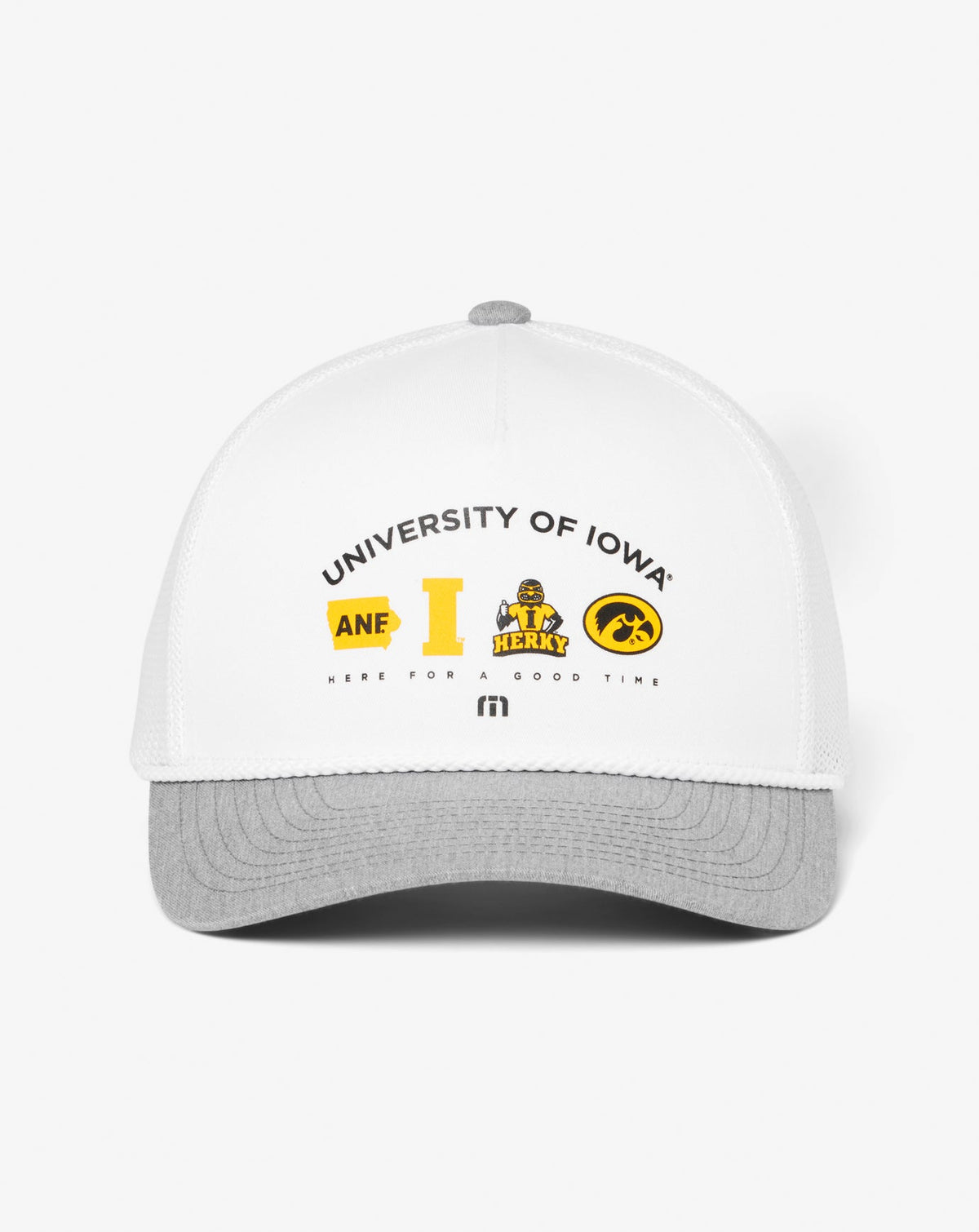 Iowa Defensive Line Snapback Hat White | Travis Mathew
