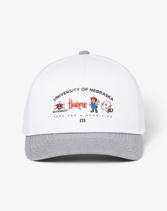 Nebraska Defensive Line Snapback Hat White | Travis Mathew
