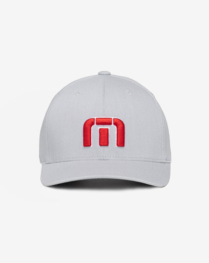 Red White Iconic Snapback Hat Heather Grey | Travis Mathew