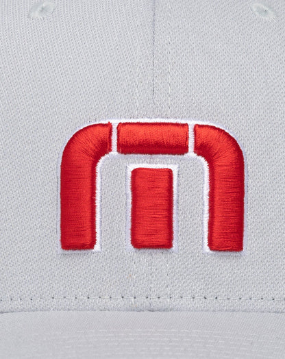 Red White Iconic Snapback Hat Heather Grey | Travis Mathew