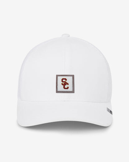 USC Leather Patch Snapback Hat White | Travis Mathew