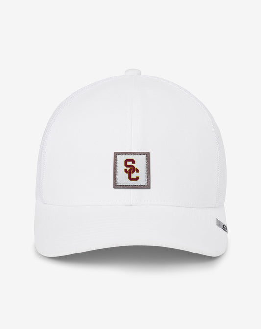 USC Leather Patch Snapback Hat White | Travis Mathew