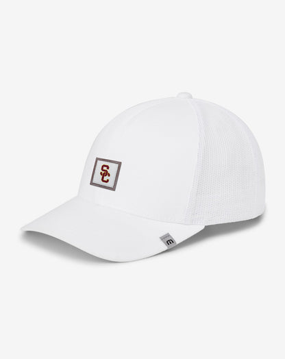 USC Leather Patch Snapback Hat White | Travis Mathew