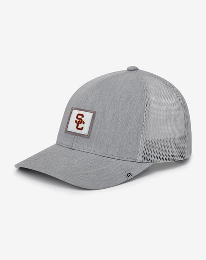 USC Leather Patch Snapback Hat Heather Grey | Travis Mathew