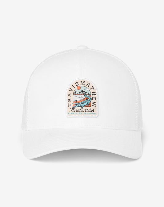 Gator Glade Snapback Hat White | Travis Mathew