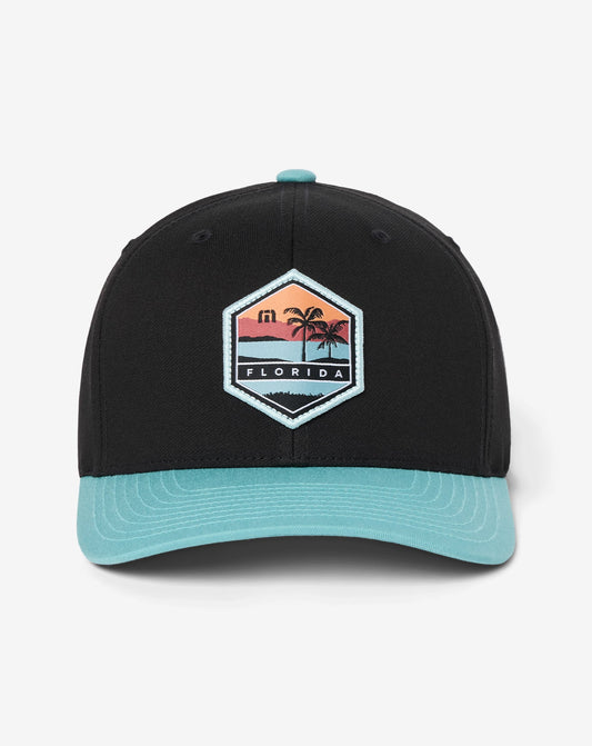 Florida Charm Snapback Hat Black | Travis Mathew
