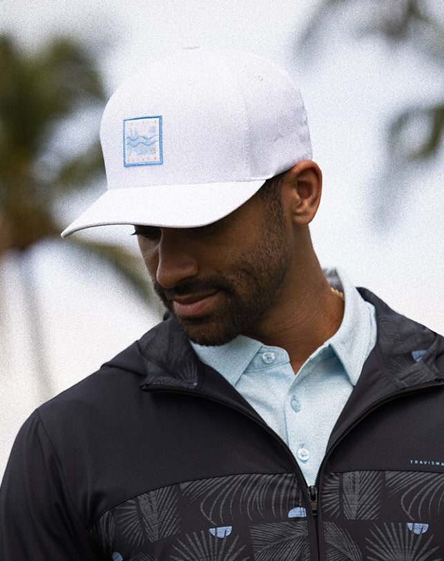In The Line Up Fitted Hat White | Travis Mathew
