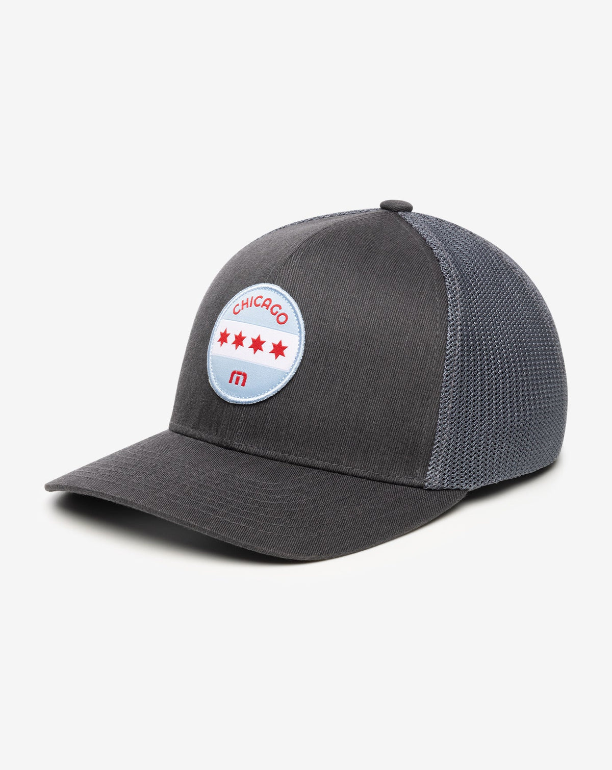 Midway Fitted Hat Heather Grey Pinstripe | Travis Mathew
