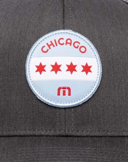 Midway Fitted Hat Heather Grey Pinstripe | Travis Mathew