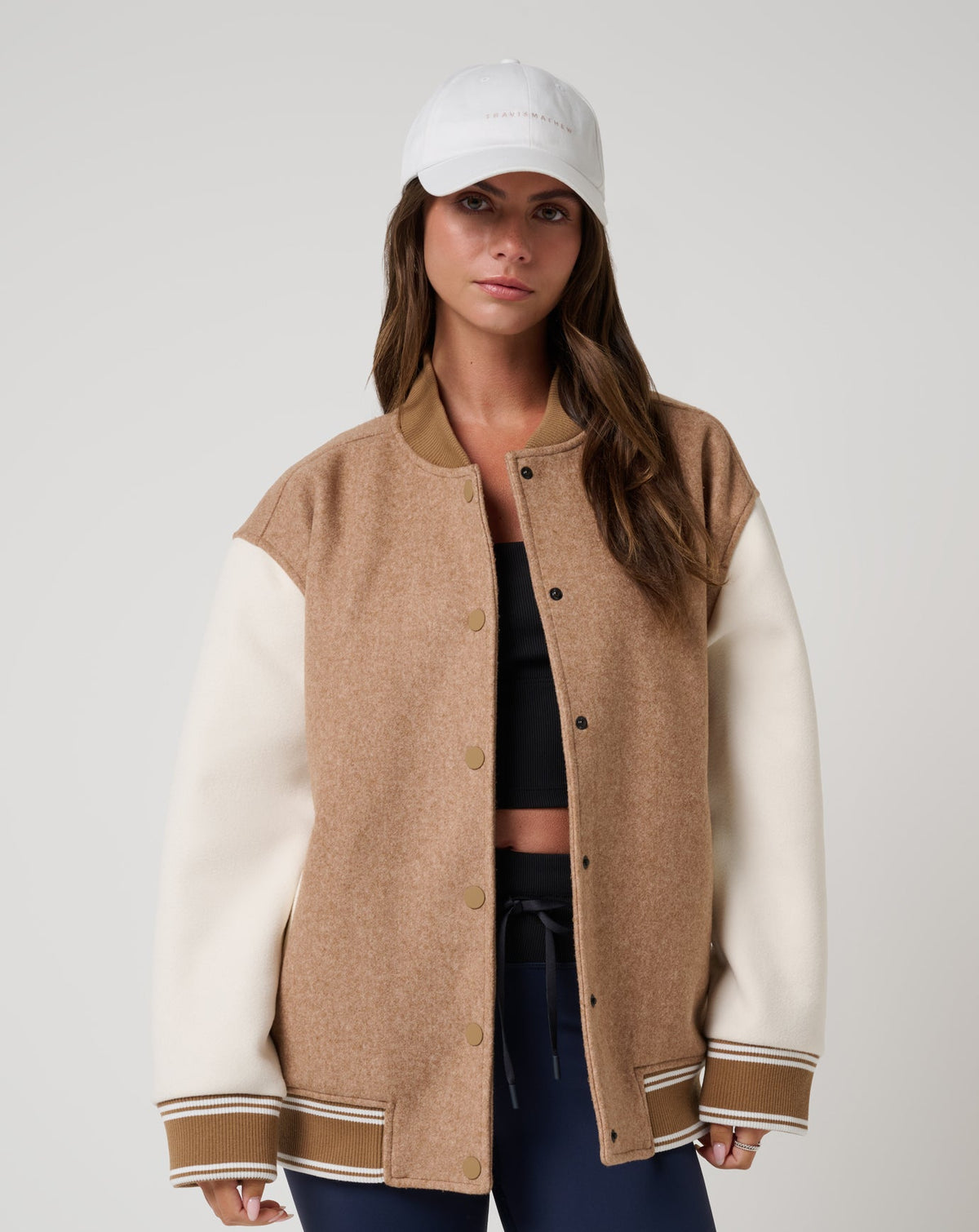 Clubside Varsity Bomber Heather Chestnut Multi | Travis Mathew