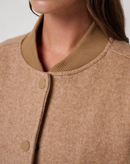 Clubside Varsity Bomber Heather Chestnut Multi | Travis Mathew