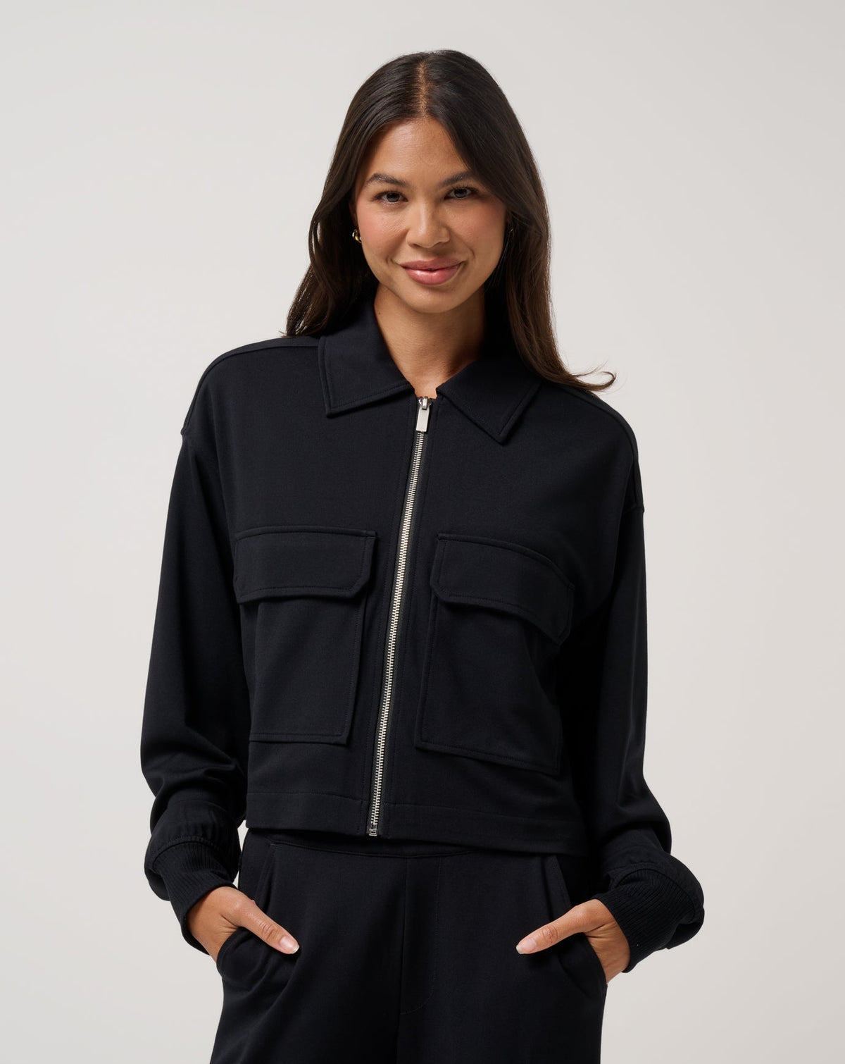 Friday Doubleknit Utility Jacket Black | Travis Mathew