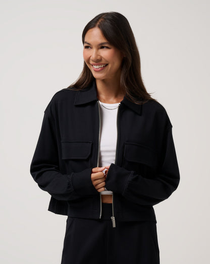 Friday Doubleknit Utility Jacket Black | Travis Mathew
