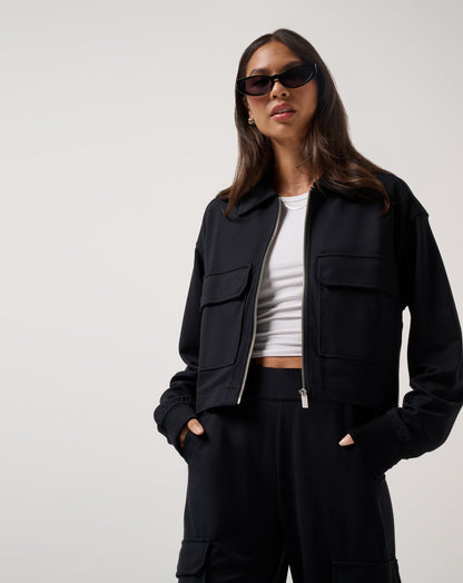 Friday Doubleknit Utility Jacket Black | Travis Mathew