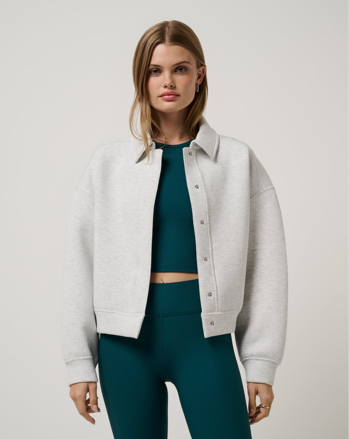 Cloudscape Button Down Heather Light Grey | Travis Mathew