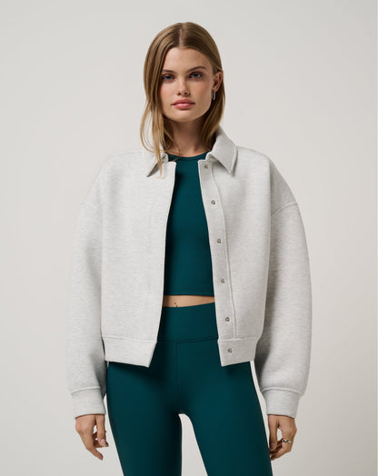 Cloudscape Button Down Heather Light Grey | Travis Mathew