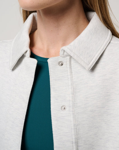 Cloudscape Button Down Heather Light Grey | Travis Mathew
