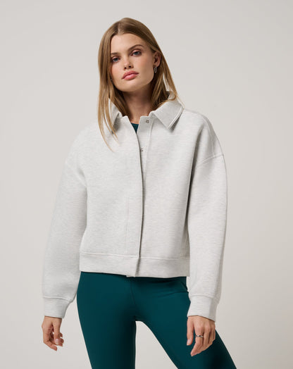 Cloudscape Button Down Heather Light Grey | Travis Mathew
