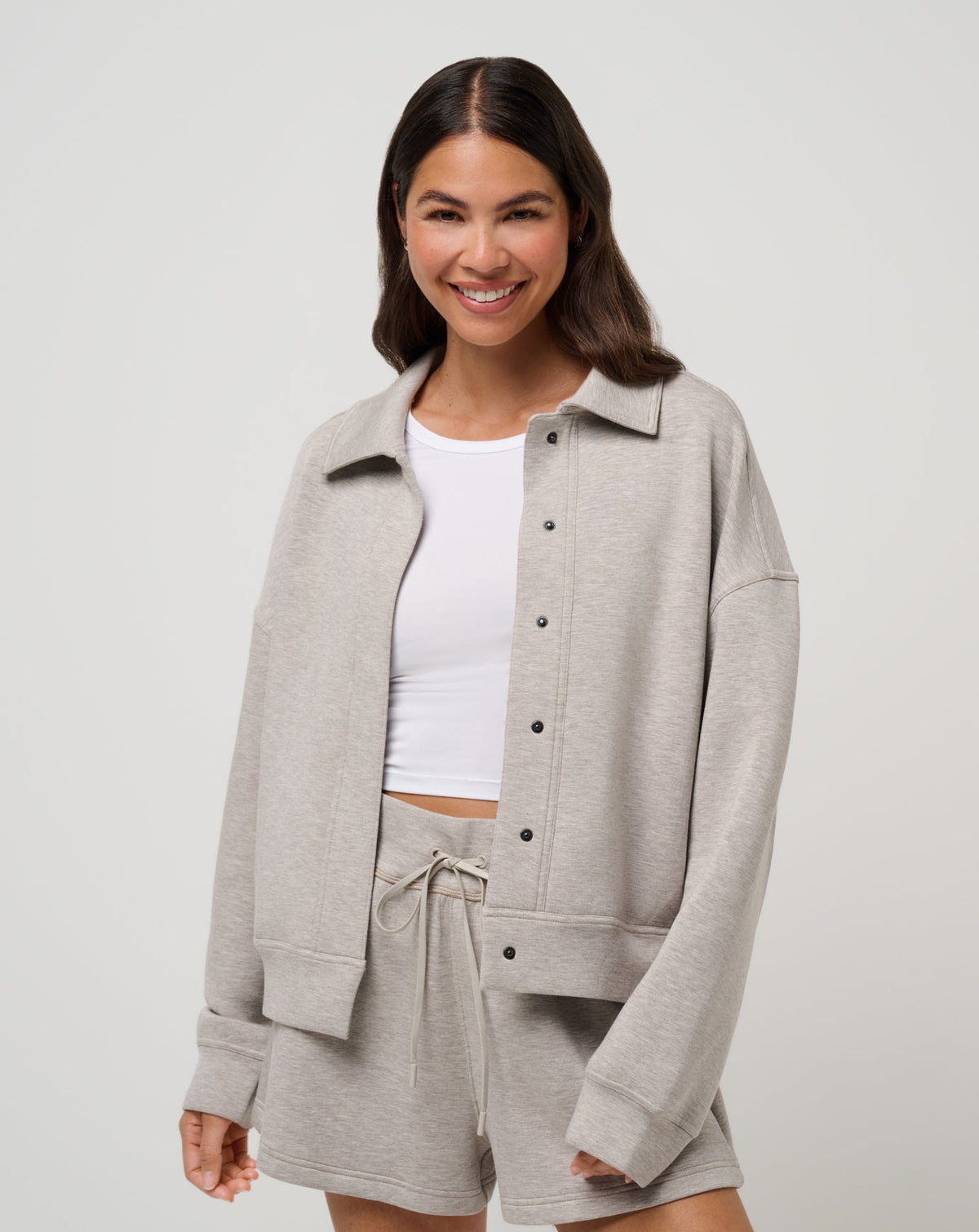 Cloudscape Button Down Heather Savannah Tan | Travis Mathew